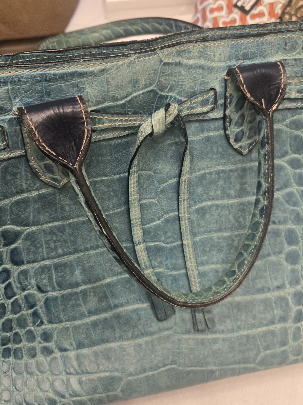 Dooney Bourke Croc-Embossed Tote Bag with Top Handles - Picture 7 of 15